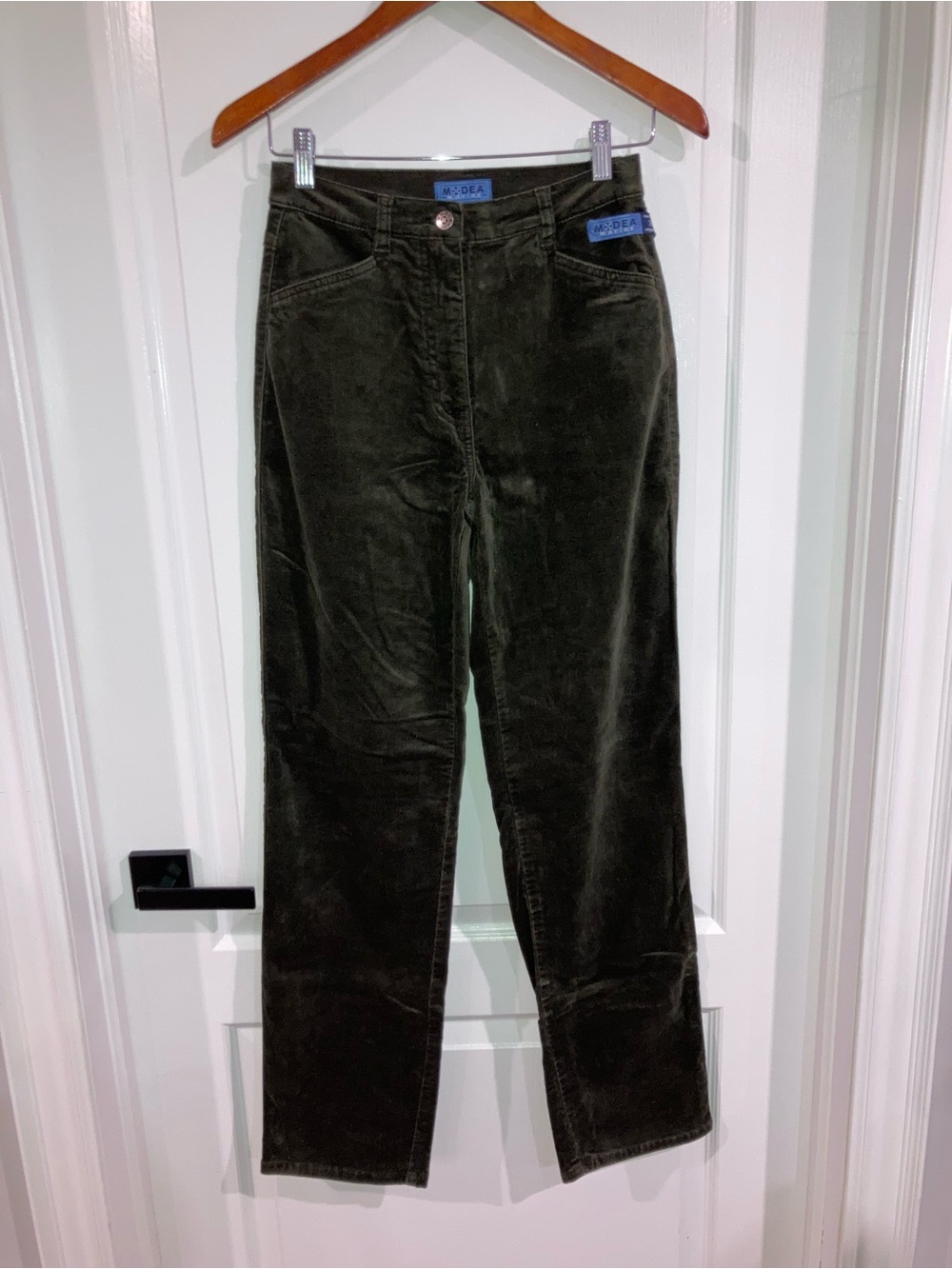 Modea Marine Olive Green Velvet Straight Leg Pants - size 36